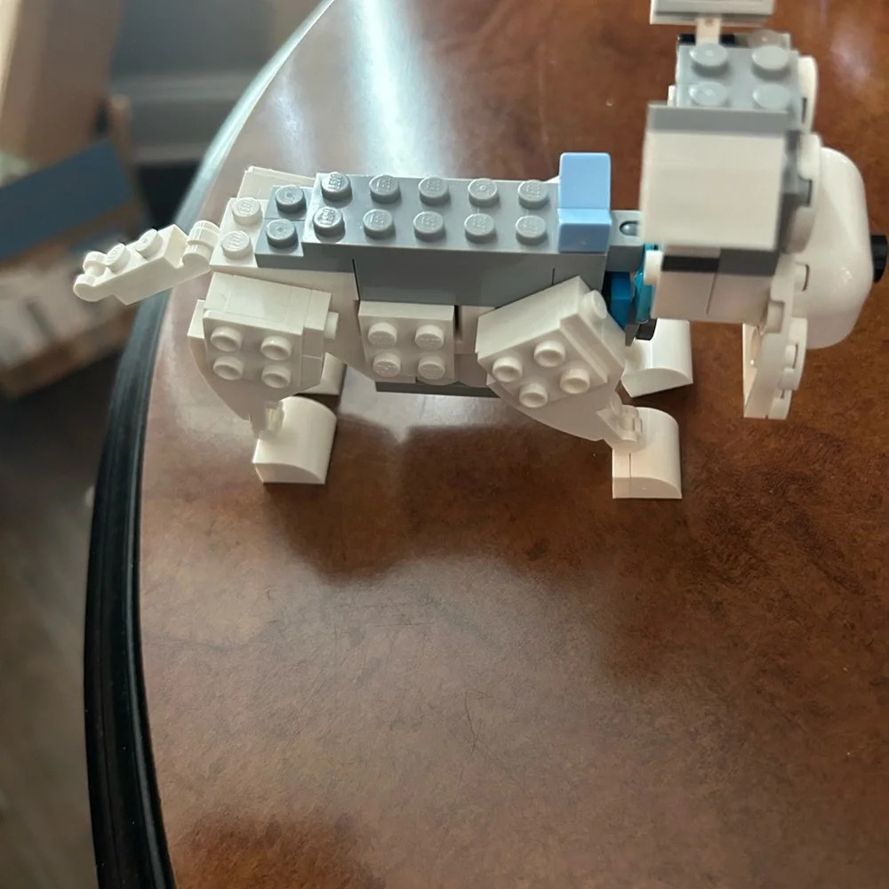 Cute White and Gray Lego Dog with accessories (assembled)